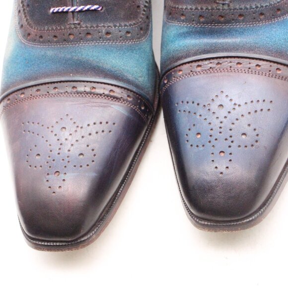 Paul Parkman Men\'s Size EU 46 Shoes Blue Suede Brown Oxford Shoes main image 11